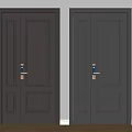 Modern Dark Swing Doors With Panel Design And Metallic Door Handles 3d model