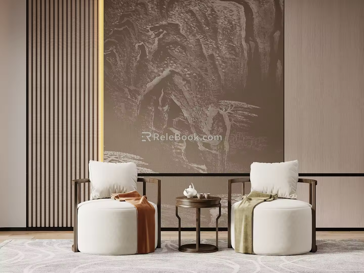 New Chinese Style Single Sofa Side Combination 3d model