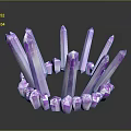 Purple Crystal Crown Structure With Tall Pointed Crystal Pillars And Decorative Base 3d model