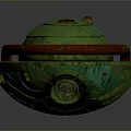 Green Sci Fi Spaceship 3D Model With Red Ring Structure And Detailed Design