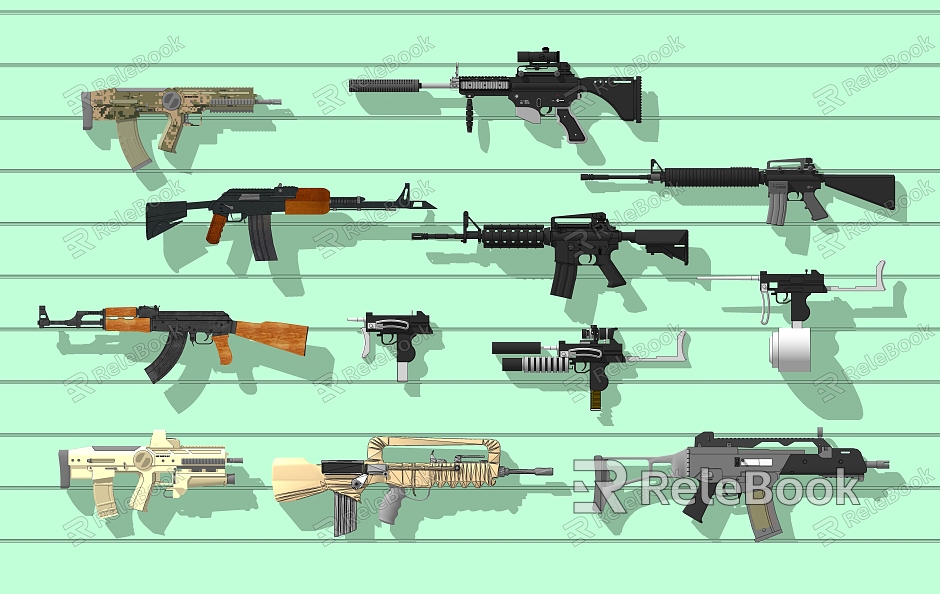 Modern Gun Firearms Automatic Machine Gun model