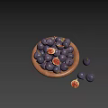 Fresh Purple Figs in Wooden Bowl with Halved Ones and Seeds on White Background