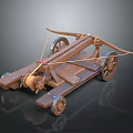 Ancient Wooden Mechanical Weapon Featuring Wheels Bowstring and Classic Design 3d model