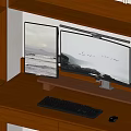 Tatami Computer Desk Desktop Computer Digital Products New Chinese Style Desk 3d model