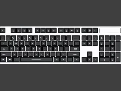 Black Computer Keyboard With Standard Layout Numeric Keypad And White Letter Keys 3d model