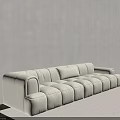 Cream Colored Large Sofa With Plush Cushions In Minimalist Living Room Interior