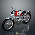 Vintage Red And White Motorcycle With Number 12 Black Seat And Silver Wheels Design