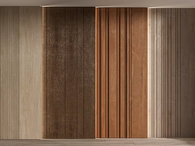 Modern Wall Panels Interior Design With Various Wood Tones And Textured Finishes 3d model