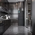 Modern Dark Kitchen Interior With Sleek Cabinets And Stainless Steel Appliances