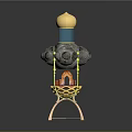 Cosmic Space Probe Structure Featuring Golden Dome Blue Module And Mechanical Support Components