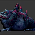 Vibrant Blue Purple Toad Game And Movie Character With Pink Spikes Sharp Claws Unique Design