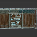 Wooden Bookshelf With Arched Design And Green Patterned Decorative Top Holding Books