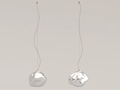 Silver Irregular Sphere Pendant Lights With Curved Hanging Wires For Modern Interior Design 3d model