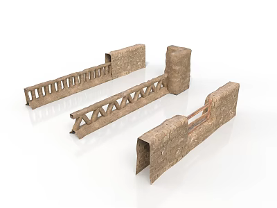 Scenic Landscape With Ancient Stone Railings Triangular Supports And Arched Openings 3d model