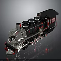 Vintage Black Silver Steam Train Model With Three Chimneys Red Accents Shiny Surface