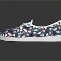 Casual Canvas Shoes Blue Base With Colorful Abstract Patterns White Laces And White Rubber Sole