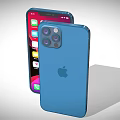 Blue iPhone Smartphone With Front Screen App Icons And Back Apple Logo Camera Design 3d model