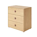Wooden Bedside Table With Three Drawers And Round Knobs Simple Design 3d model