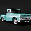 Vintage Light Green Classic Pickup Truck With Retro Design And Chrome Trim