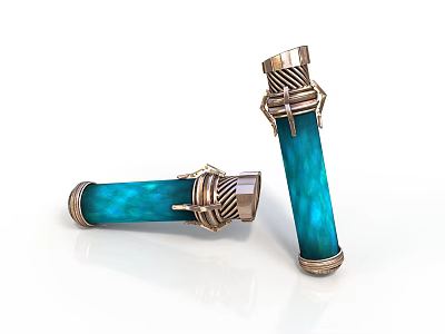 Turquoise Decorative Columns With Gold Metallic Frames And Glossy Surface Design 3d model