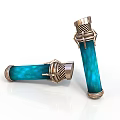 Turquoise Decorative Columns With Gold Metallic Frames And Glossy Surface Design