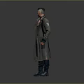 3D Male Character With Short Hair Open Long Coat Leather Vest And Boots