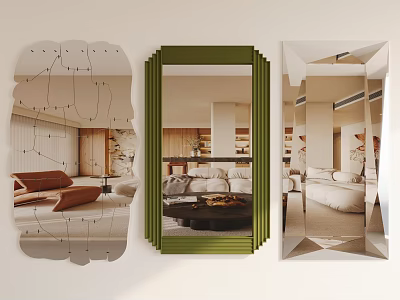 Three Unique Mirrors In Modern Interior Decor 3d model