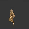 Golden Anime Girl 3D Model With Cat Ears And Running Pose Design