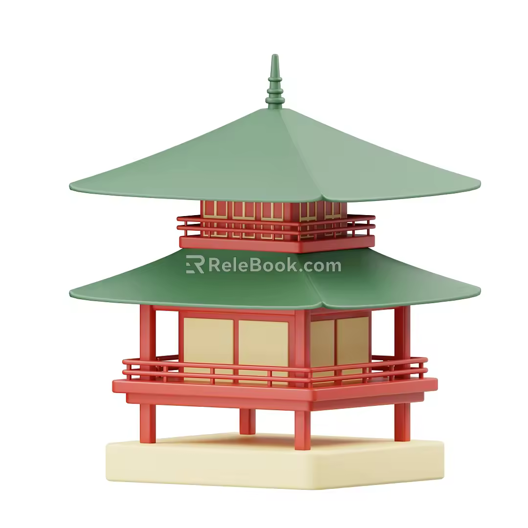 Chinese Pavilion Chinese Architecture Cartoon Architecture 3d model