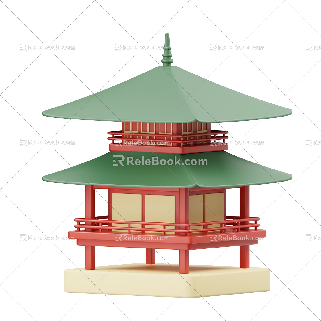 Chinese Pavilion Chinese Architecture Cartoon Architecture 3d model