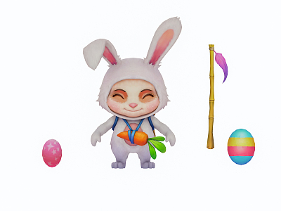 Modern game character bunny 3d model