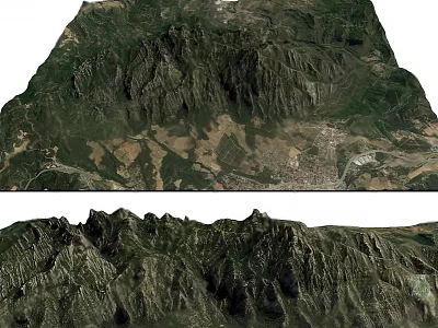 Natural Garden Landscape Showcasing Mountain Terrain And Lush Green Vegetation 3d model