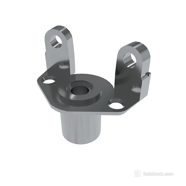 Silver Metal Mechanical Bracket With Mounting Holes And Central Base 3d model 