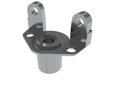 Silver Metal Mechanical Bracket With Mounting Holes And Central Base 3d model