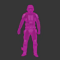 Sci Fi Character And Creature In White Helmet Black Armored Suit With Tactical Gear