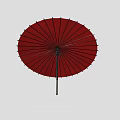 Red Umbrella With Colorful Floral Patterns And Black Handle Design