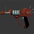 Red Sci Fi Toy Gun With Colorful Windows Circular Dial And Black Grip