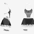 Elegant Black And White Apron With Lace Trim Front And Back Design
