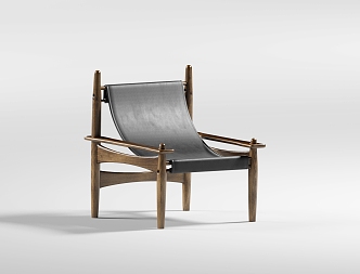 Solid Wood Single Chair Leather Single Chair Tea Chair Single Chair 3d model