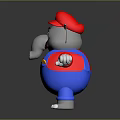 Mario Style Elephant Game Character Wearing Red Hat Red Shirt Blue Overalls With Arms Outstretched
