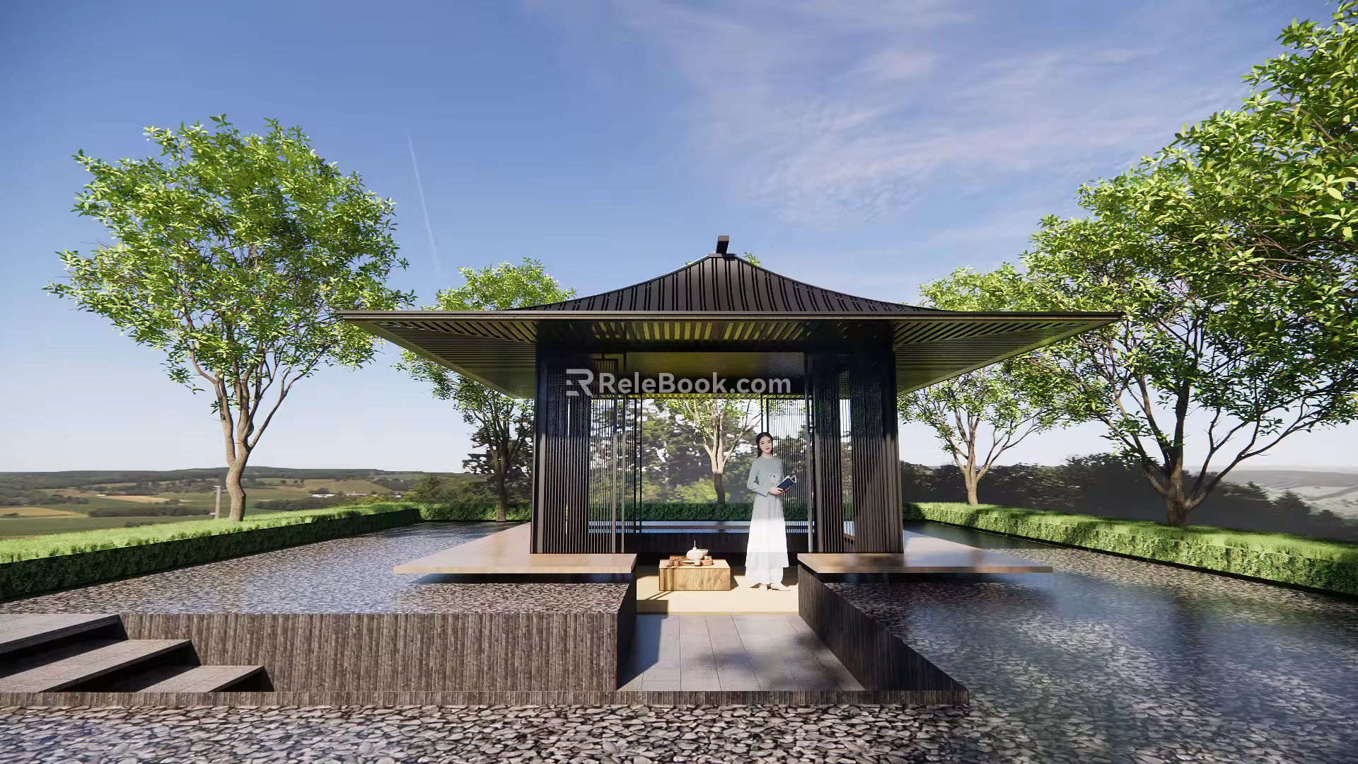 New Chinese Pavilion Delicate Pavilion 3d model