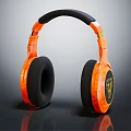 Orange and Black Over Ear Headphones Carbon Fiber Texture Soft Earpads with W Logo