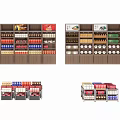 Retail Display Shelves With Multi Tiered Racks Holding Various Beverages And Snacks In Store