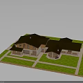 Residential House Exterior Featuring Brown Roof Light Colored Walls Green Lawn And Paved Pathways