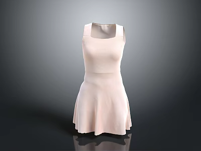 Light Pink Sleeveless Square Neckline A line Elegant Women Dress 3d model