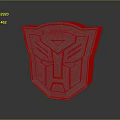 Autobot Character Shield Symbol Gray 3D Rendered Transformers Emblem Design 3d model