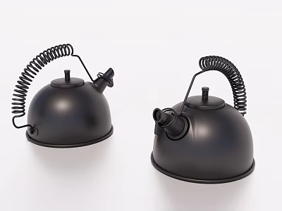 Black Electric Kettles With Coiled Handles As Essential Daily Use Appliances 3d model