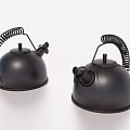Black Electric Kettles With Coiled Handles As Essential Daily Use Appliances