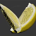 Two Fresh Juicy Lemon Slices on Black Background With Shiny Reflection