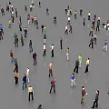 Large Crowd of People Standing and Walking in Different Directions on Gray Surface